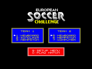 European Soccer Challenge title screen for ZX Spectrum